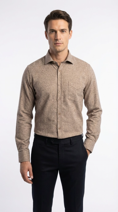White Brwon Wool Shirt