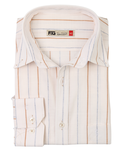 White Creamy Pure Cotton Long Sleeve Shirt