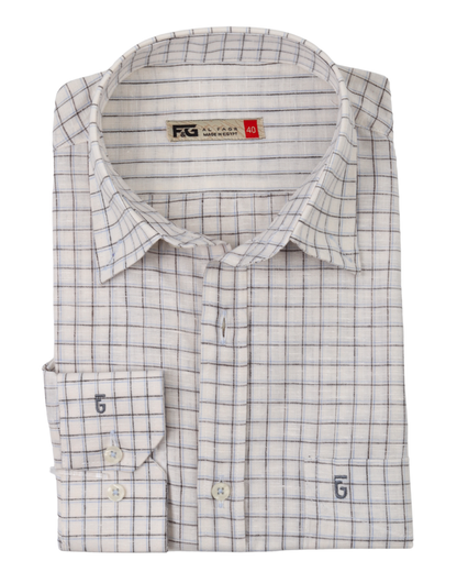 White Grey Pure Cotton Long Sleeve Shirt