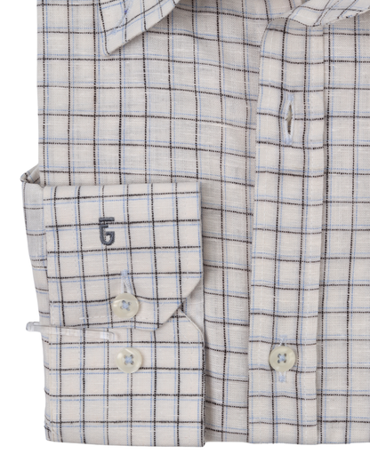 White Grey Pure Cotton Long Sleeve Shirt