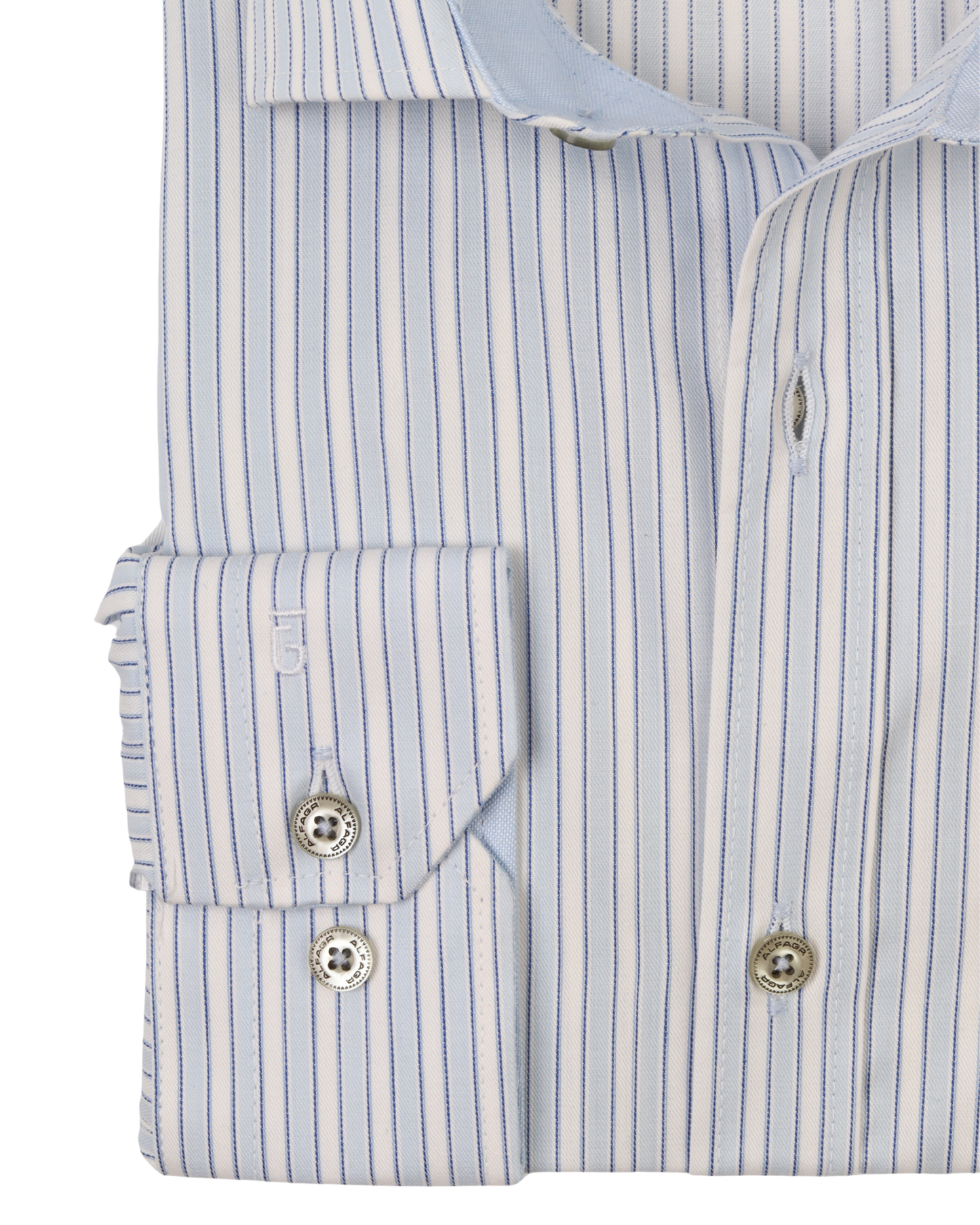 White Blue Pure Cotton Long Sleeve Shirt