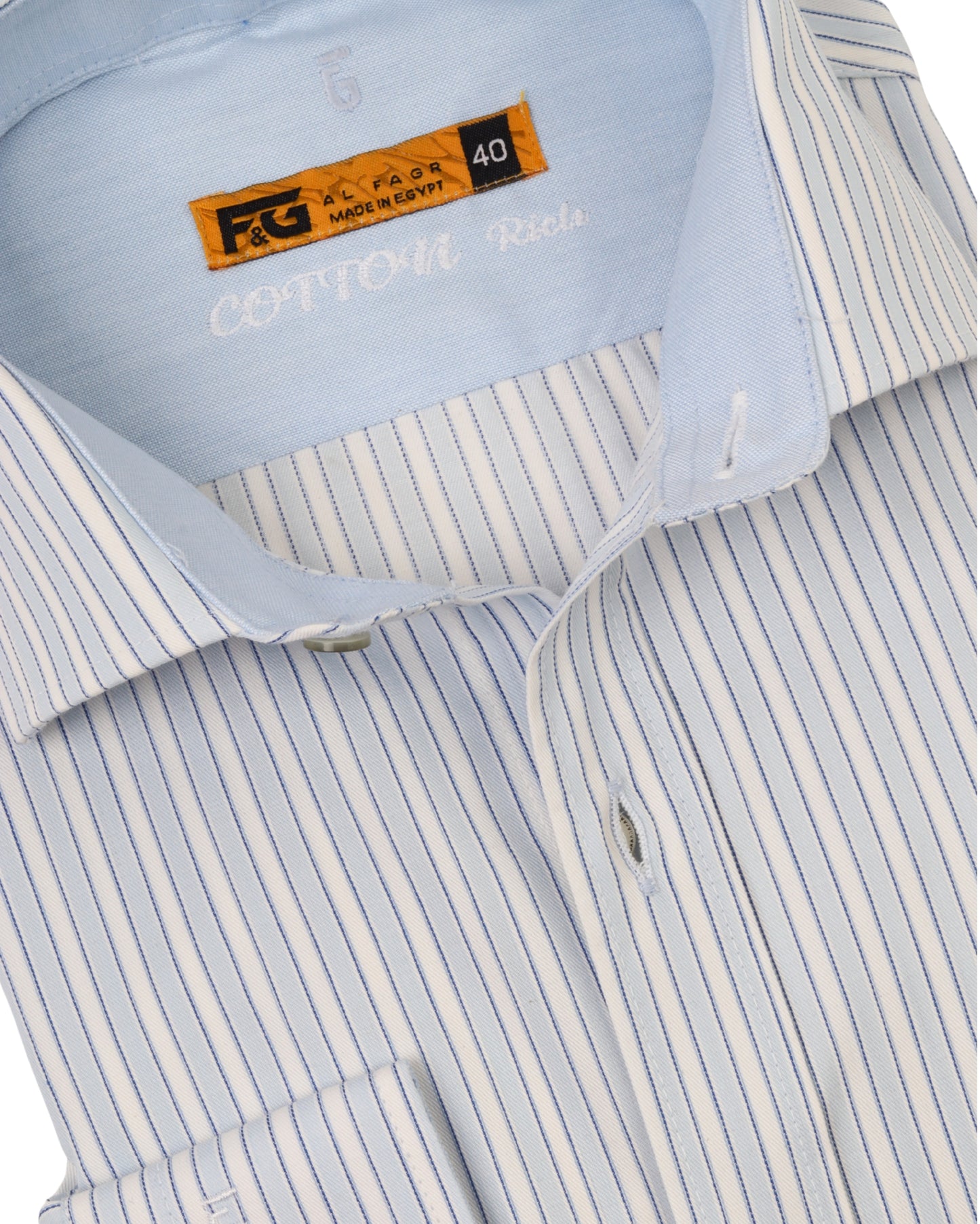 White Blue Pure Cotton Long Sleeve Shirt