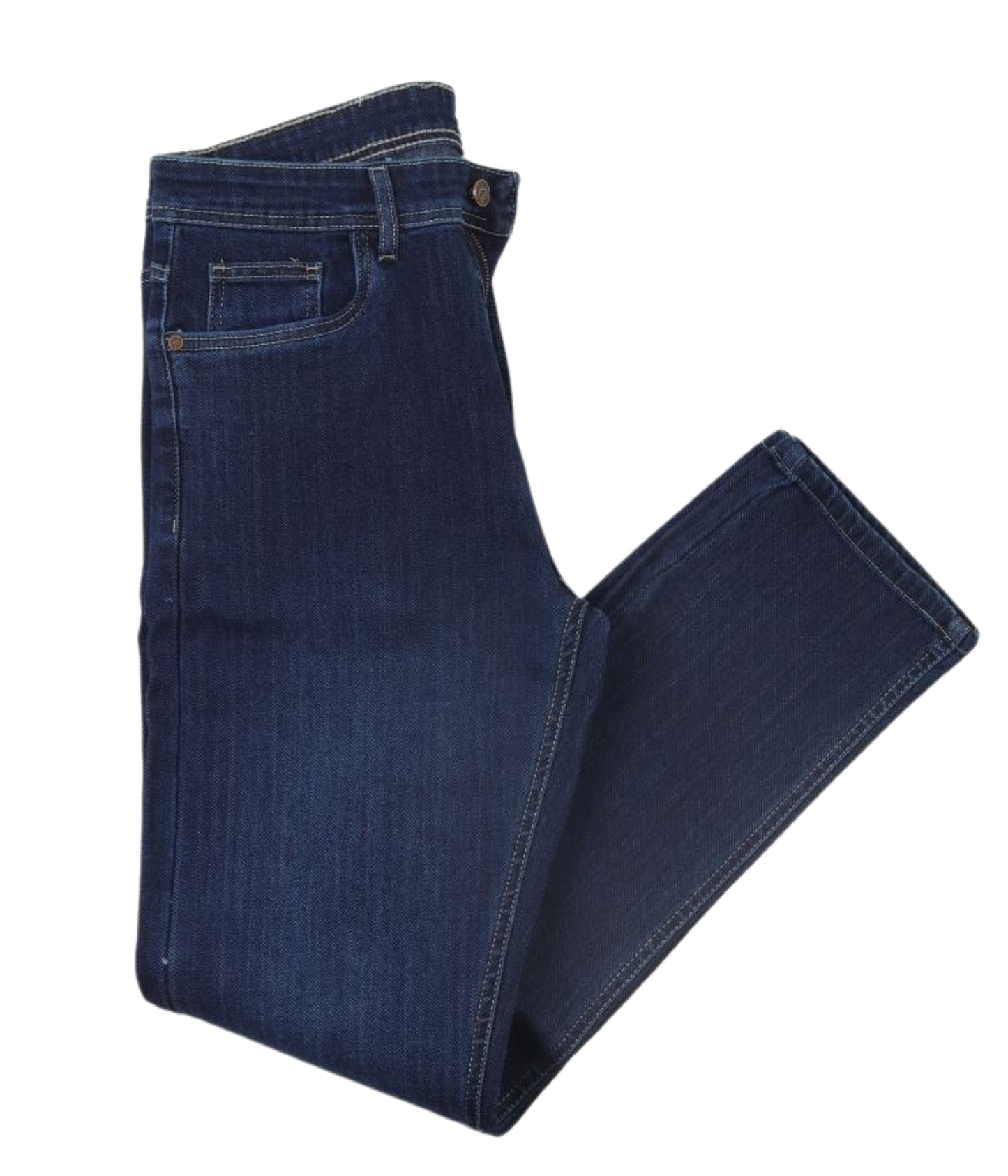 جينز بقصة عادية باللون النيلي الداكن