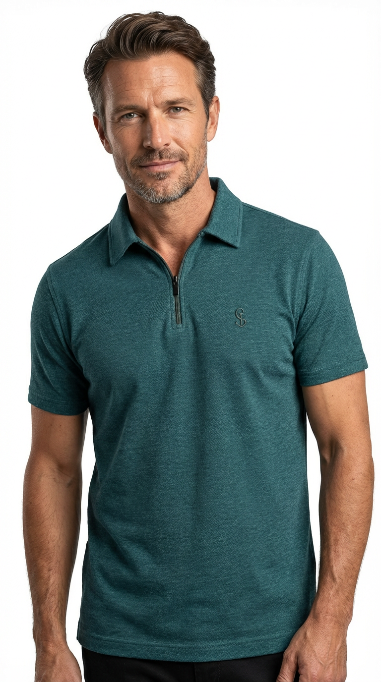 Premium beige Zipper Polo Shirt