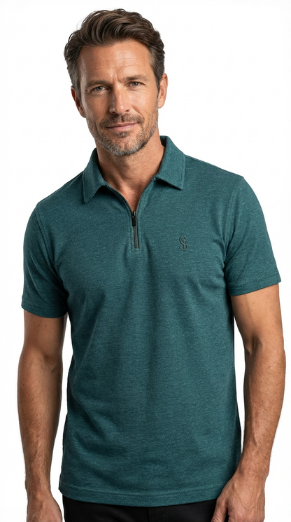 Premium beige Zipper Polo Shirt