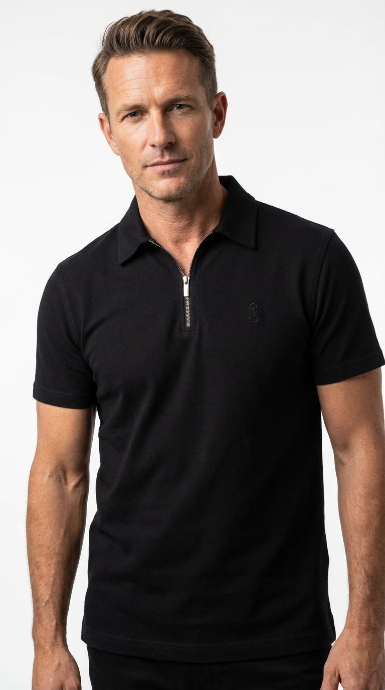 Premium beige Zipper Polo Shirt